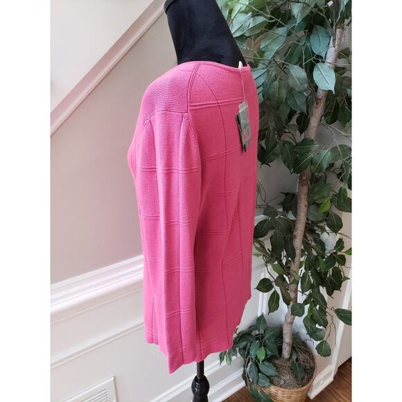 Geoffrey Beene Sweater Womens Size L Pink Casual 3/4 Sleeve Square Neck Pullover - Picture 13 of 13